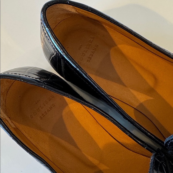 Sezane Andrea Loafers Black Crocodile Print Embossed Size 39 Leather Shoes - Picture 6 of 8
